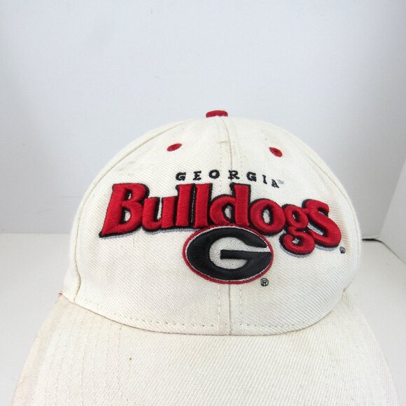 Georgia Bulldogs G Embroidered Logo Men's White Adjustable Strap Back Cap Hat - Picture 1 of 9